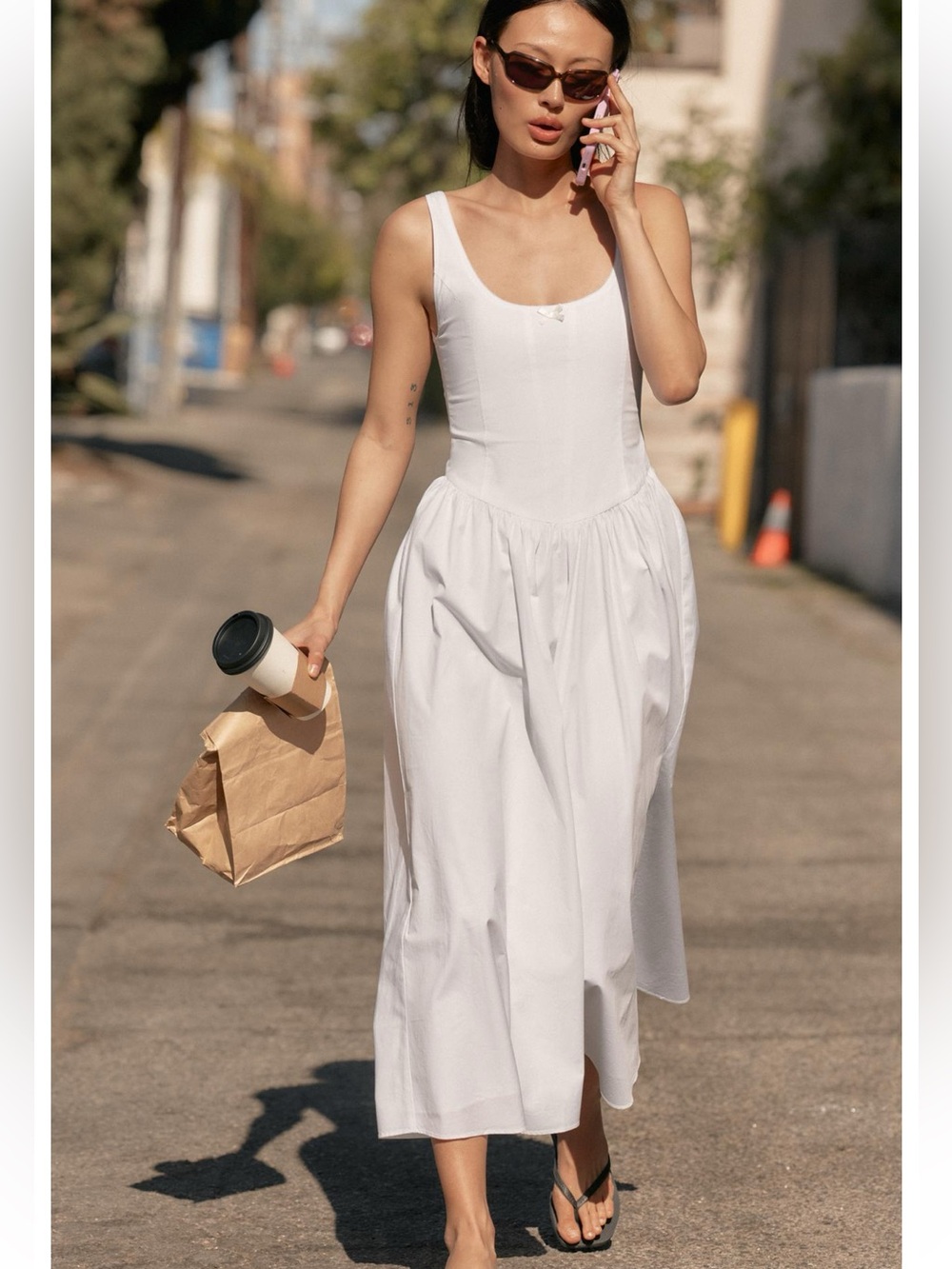 ZARA CORSET-STYLE POPLIN MIDI DRESS